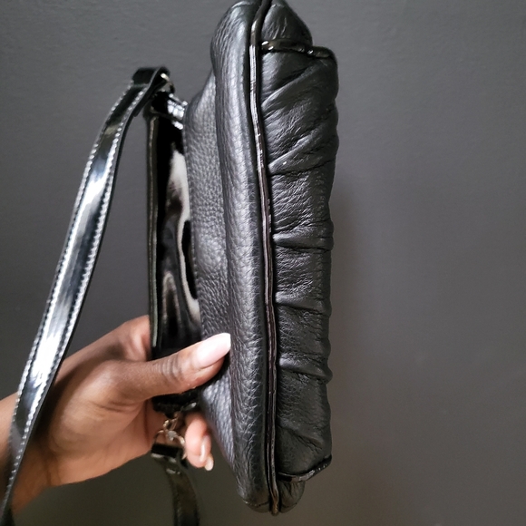 Brighton Black Leather & Patent Leather Gem Embellished Small Shoulder Bag 8 x 5 - Picture 11 of 11